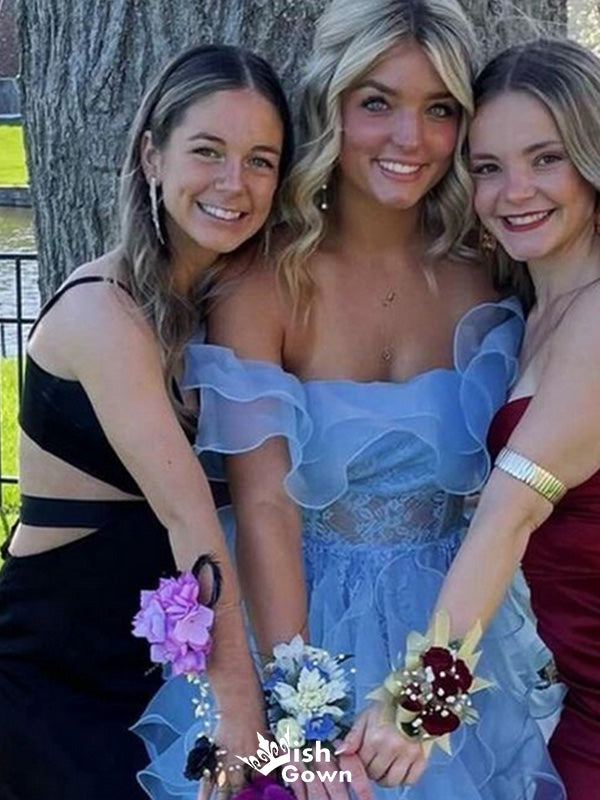 Gorgeous Off-shoulder Lace A-line Unique Long Prom Dress Ideas, Evening Party Dresses,WGP1334