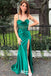 Gorgeous Green Spaghetti Straps Lace up Back Side Slit Mermaid Long Party Dress Prom Dresses ,WGP1011