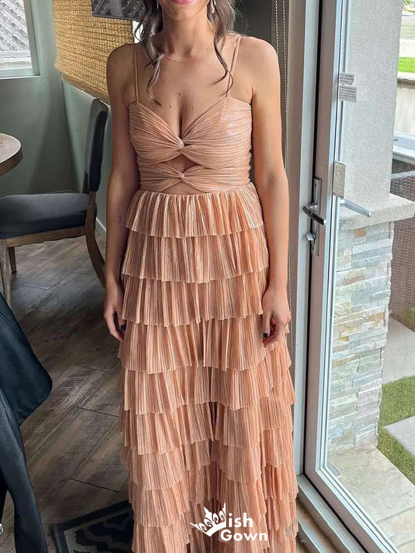 Elegant Spaghetti Strap A-line Long Prom Dress Ideas, Evening Party Dresses,WGP1121