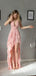 Sexy Pink V-Neck High Low Long Prom Dress Ideas, Evening Party Dresses,WGP1815