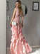 Sexy Pink V-Neck High Low Long Prom Dress Ideas, Evening Party Dresses,WGP1815