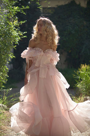 Elegant Pink Off-Shoulder A-Line Long Prom Dress Ideas, Evening Party Dresses, WGP2018