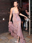 Sexy Pink Spaghetti Strap V-Neck Mermaid Long Prom Dress Ideas, Evening Party Dresses,WGP1861