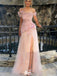 Unique Off-Shoulder Ruched Tulle Prom Dress with Floral Appliques,WGP2152