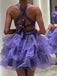 Elegant Purple V-Neck Criss Cross Popular Cheap Short Homecoming Dresses, EPT202