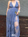 Casual Deep V-neck A-line Long Prom Dress Ideas, Evening Party Dresses,WGP1417