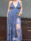 Casual Deep V-neck A-line Long Prom Dress Ideas, Evening Party Dresses,WGP1417