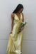 Gorgeous Yellow V Neck A-line Long Party Dress Prom Dresses ,WGP1022