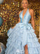 Elegant Deep V-neck Halter A-line Long Prom Dress Ideas, Evening Party Dresses,WGP1424