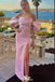 Elegant Pink Beaded Side Slit Sheath Long Party Dress Prom Dresses ,WGP1024