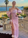 Elegant Pink Beaded Side Slit Sheath Long Party Dress Prom Dresses ,WGP1024