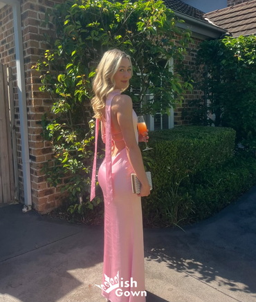 Sexy Plunging Light Pink Mermaid Long Party Dress Prom Dresses, WGP971