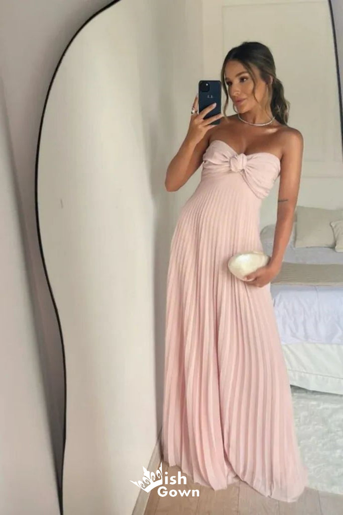 Elegant Light Pink Strapless Sweetheart A-line Long  Party Dress Prom Dresses,Evening Dress Online, WGP879