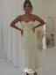 Stylish Yellow Spaghetti Straps Satin Sheath Long Prom Dresses ,WGP1062