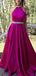 Purple Elegant Halter A-Line Beading Long Evening Dresses, Formal Dresses, WGP526