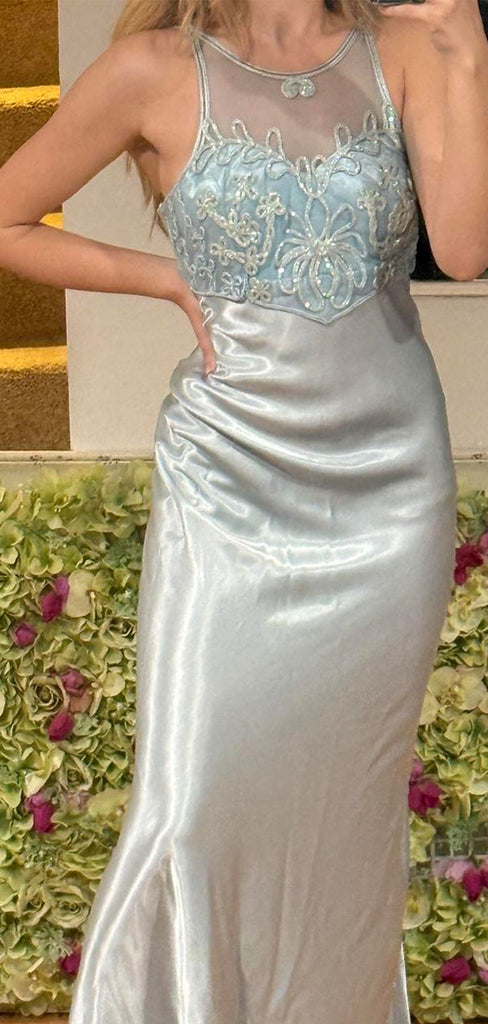 Unique Blue Halter Mermaid  Long Prom Dress Ideas, Evening Party Dresses,WGP1742