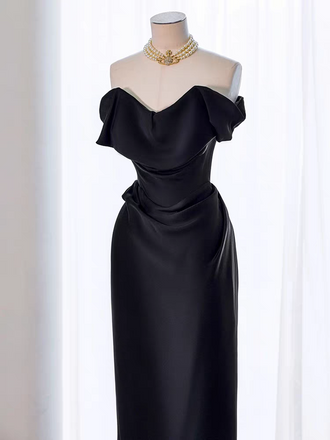 Elegant Black Off-Shoulder Mermaid Long Prom Dress Ideas, Evening Party Dresses,WGP1729