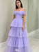Elegant Purple Off-Shoulder A-Line Long Prom Dress Ideas, Evening Party Dresses,WGP1627