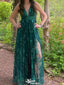 Gorgeous V-neck Lace A-line Long Prom Dress Ideas, Evening Party Dresses,WGP1449