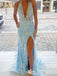 Sexy V-neck Halter Mermaid Long Prom Dress Ideas, Evening Party Dresses,WGP1133