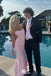 Gorgeous Spaghetti Straps Light Pink Satin Mermaid Long Prom Dresses ,WGP1052