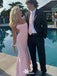 Gorgeous Spaghetti Straps Light Pink Satin Mermaid Long Prom Dresses ,WGP1052