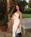 Stylish White  Halter Mermaid Long Prom Dresses ,WGP1056