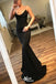 Sexy Black Spaghetti Straps Mermaid Long Prom Dresses ,WGP1058