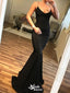 Sexy Black Spaghetti Straps Mermaid Long Prom Dresses ,WGP1058