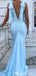 Elegant V-neck Notched Mermaid Long Prom Dress Ideas, Evening Party Dresses,WGP1491