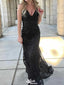 Sexy V-neck  Spaghetti Strap Sheath Long Prom Dress Ideas, Evening Party Dresses,WGP1137