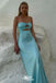 Stylish Blue Strapless Sheath Long Prom Dresses ,WGP1065