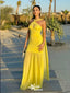 Stylish Yellow Mermaid Chiffon Long Prom Dresses ,WGP1071