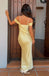 Stylish Yellow Mermaid Satin Long Prom Dresses ,WGP1072