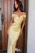 Stylish Yellow Mermaid Satin Long Prom Dresses ,WGP1072