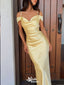 Stylish Yellow Mermaid Satin Long Prom Dresses ,WGP1072