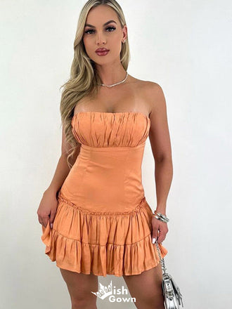Elegant Tight Strapless A-line Short Mini Homecoming Dress,EPT369