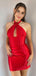 Sexy Red Halter Strap Tight Sleeveless Popular Cheap Short Homecoming Dresses, Birthday Party EPT220