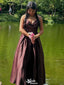 Elegant Spaghetti Strap V-neck A-line Long Prom Dress Ideas, Evening Party Dresses,WGP1521