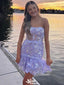 Gorgeous Strapless Lace Sheath Short Mini Homecoming Dress,EPT379