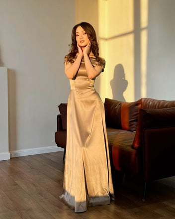 Unique Champagne Off-Shoulder Mermaid Long Prom Dress Ideas, Evening Party Dresses,WGP1817