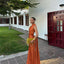 Elegant Orange Halter Mermaid Long Prom Dress Ideas, Evening Party Dresses,WGP1838
