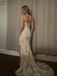 Unique Ivory Lace Mermaid Prom Dress High-Low Ruffle Hem Spaghetti Straps,WGP2141