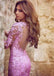 Sexy Applique Pink Long Sleeve Mermaid Long Prom Dress Ideas, Evening Party Dresses,WGP1856