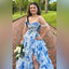 Elegant Blue Off-Shoulder A-Line Long Prom Dress Ideas, Evening Party Dresses , WGP1595