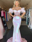 Sparkly Pink Sweetheart Mermaid Long Prom Dress Ideas, Evening Party Dresses, WGP2020
