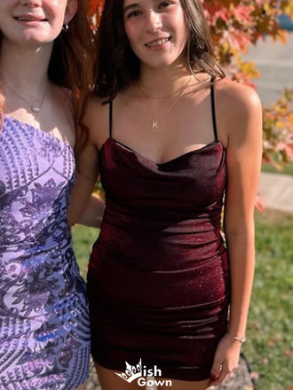 Sexy Spaghetti Strap Sheath Short Mini Homecoming Dress,EPT388