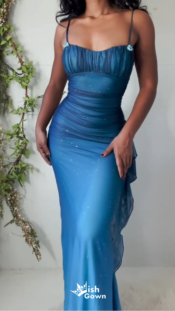 Stylish Blue Mermaid Long Prom Dresses ,WGP1081