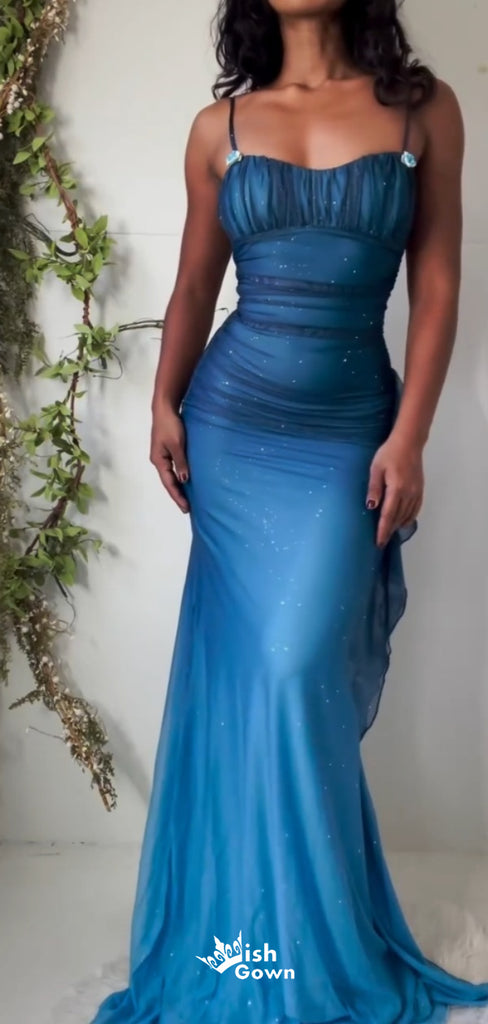 Stylish Blue Mermaid Long Prom Dresses ,WGP1081