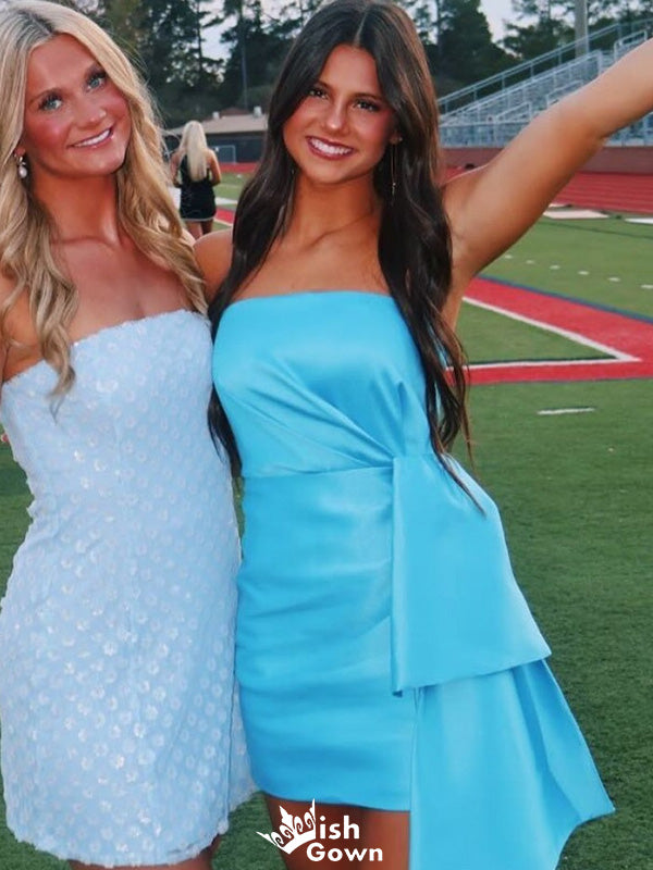 Elegant Strapless Sheath Short Mini Homecoming Dress,EPT390